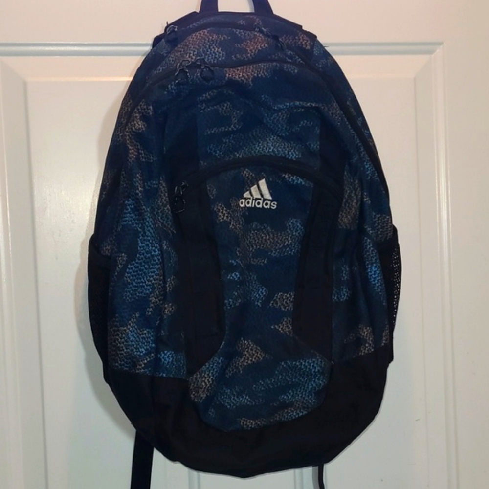 Adidas Black and Blue Athletic Backpacks
